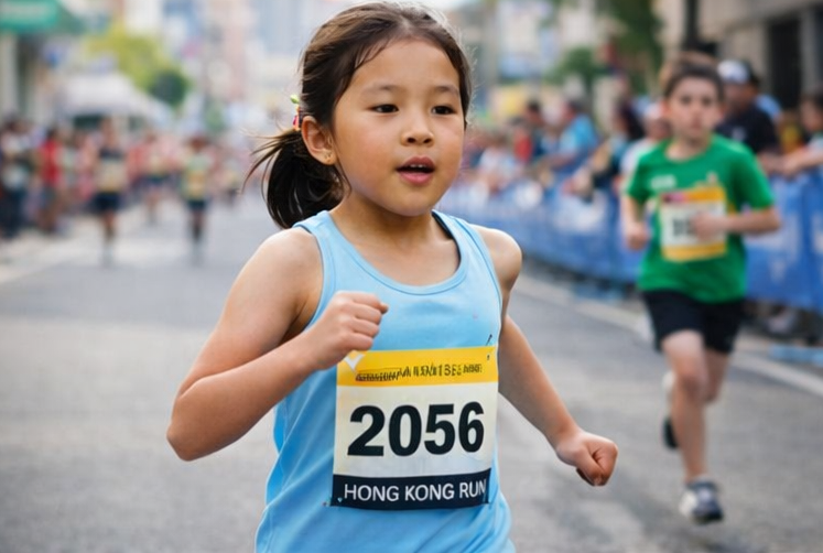 little girl run in a competition